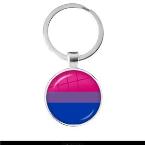 Pink and Blue Round Keychain